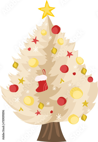 Christmas tree cartoon on a transparent background.