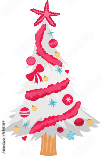Christmas tree cartoon on a transparent background.