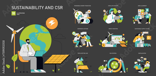 Sustainability and CSR Vector illustration
