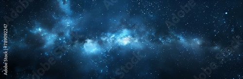AI generated illustration of Milky Way galaxy with blue hue, stars and planets © Wirestock