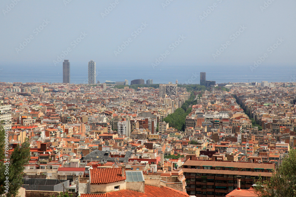 Barcelona, Spain, view of the city from the mountain
