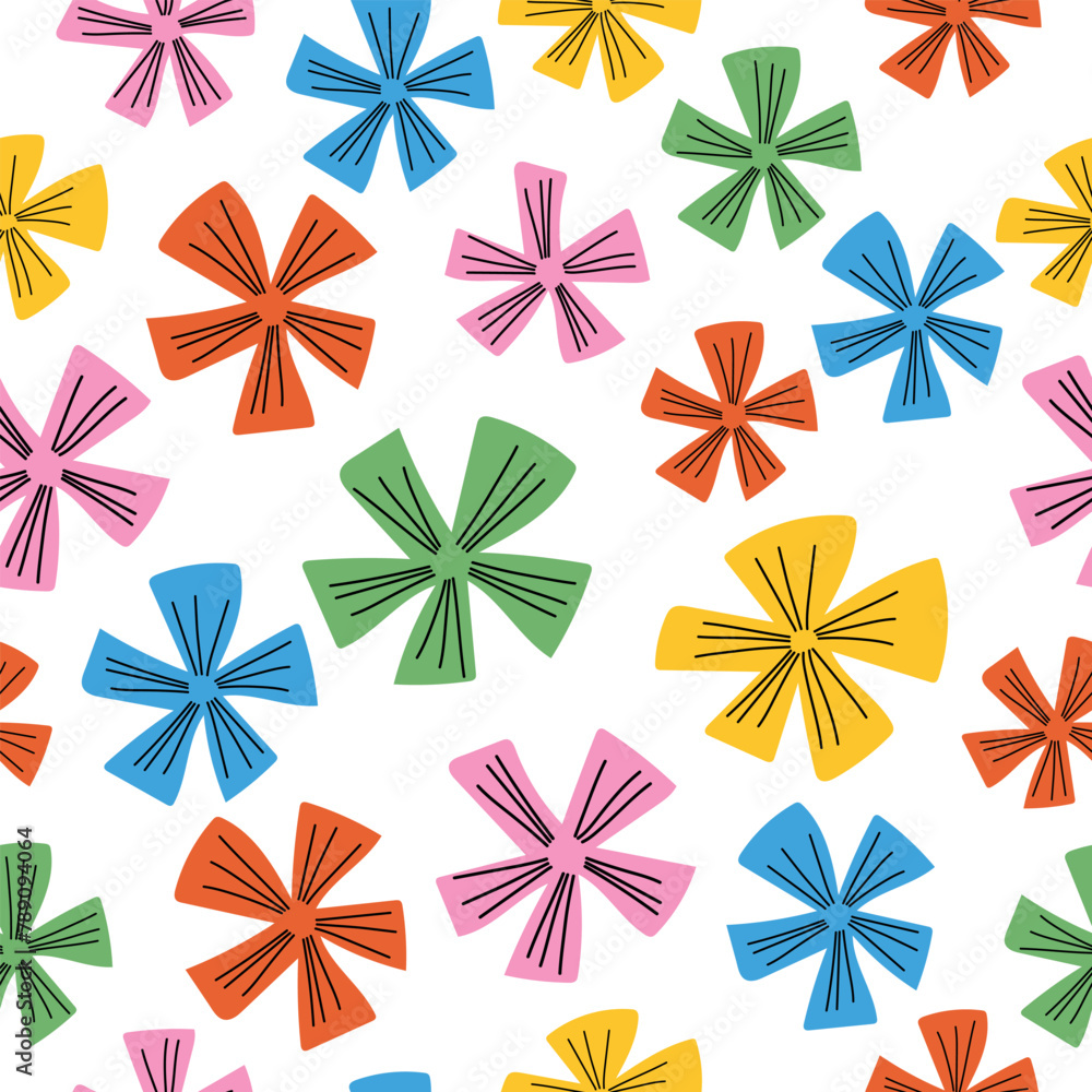 Fun summer children's seamless pattern with abstract flowers. Fun summer children's seamless pattern with abstract flowers.