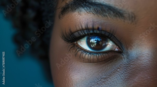 Macro shot of a black woman eye