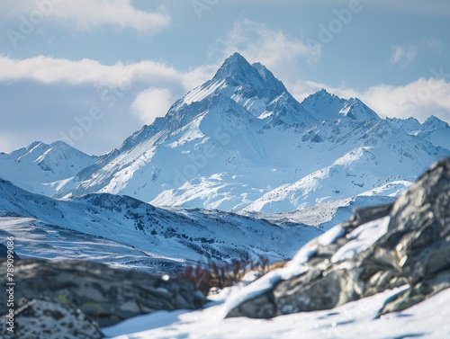Snow-capped Majesty  Awe-Inspiring Peaks in Winter s Grasp