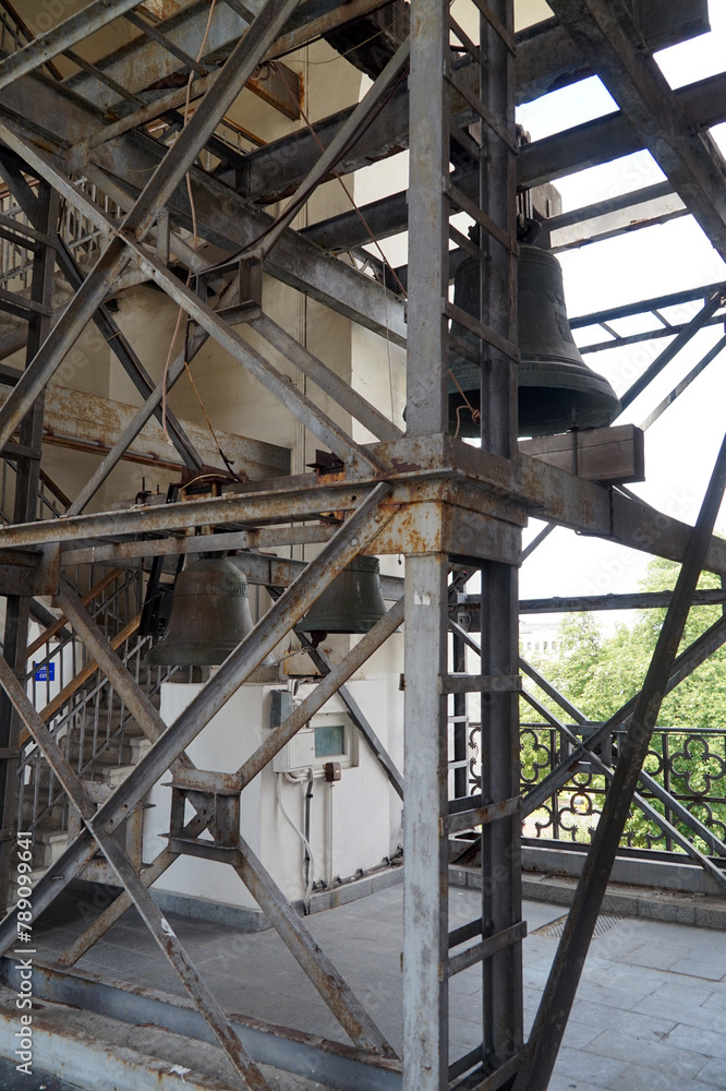 Stairs to the mountain in the high church bell tower. Stairs to the mountain in the high church bell tower.