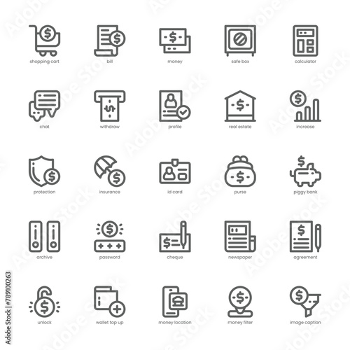 Banking Service icon pack for your website, mobile, presentation, and logo design. Banking Service icon outline design. Vector graphics illustration and editable stroke.