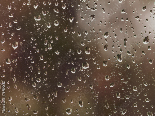 rain drops on the window surface  © babaroga