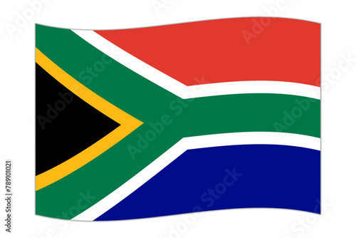 Waving flag of the country South Africa. Vector illustration.