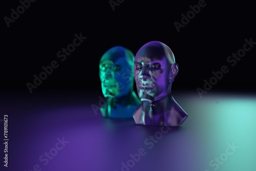 Digital user icons made of glass. 3D render
