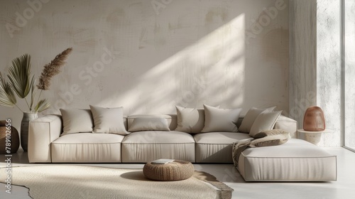 Modern multifunctional corner sofa in an eco-friendly minimalist design, set against an isolated backdrop