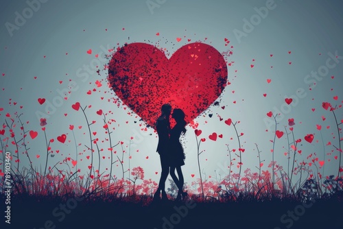 Modern Romantic Art: Trendy Valentine Designs and Stylish Graphics for Love Celebrations, Featuring Artistic Expressions and Emotions photo