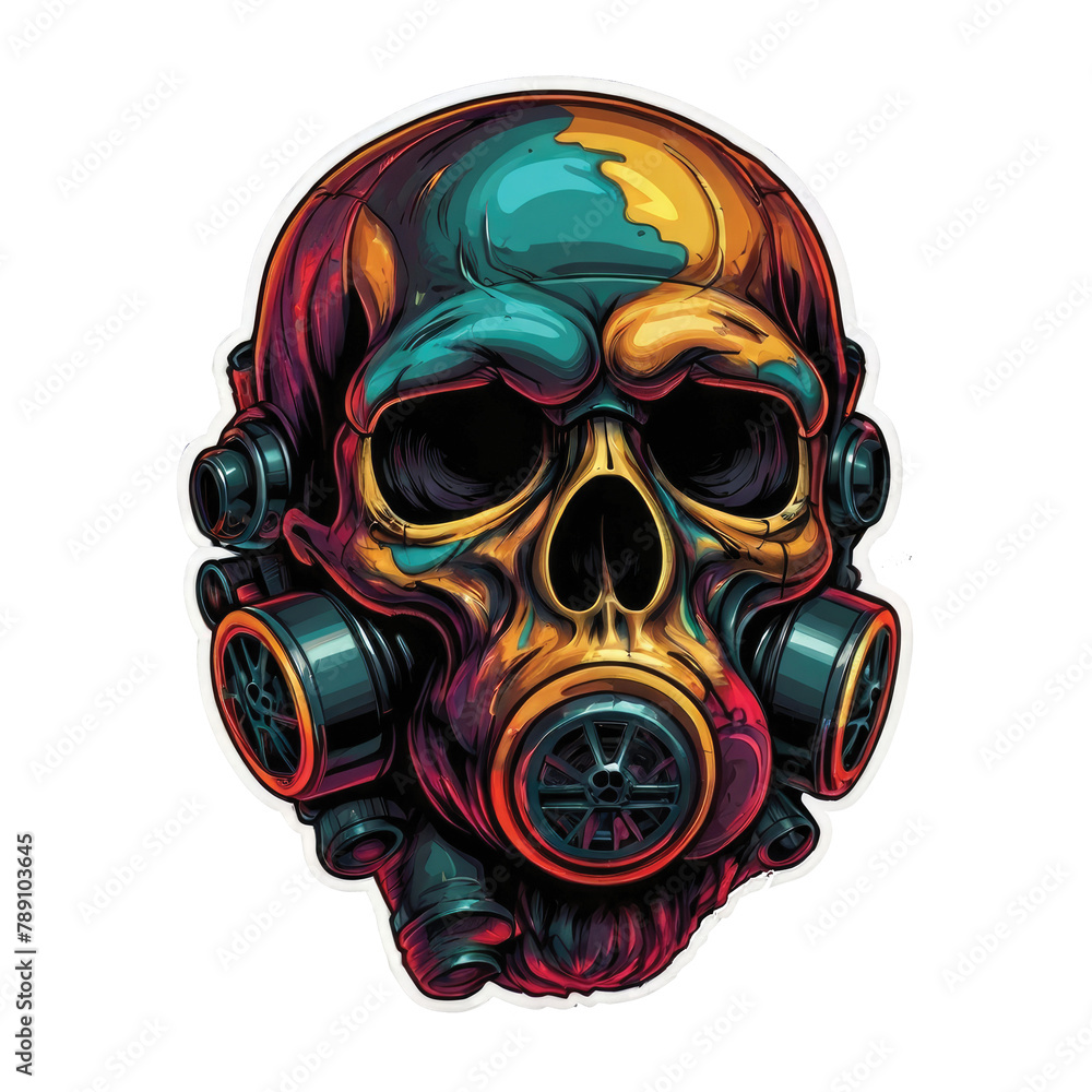 Detailed skull Head wearing a gas mask Illustration Detailed skull Head wearing a gas mask Illustration