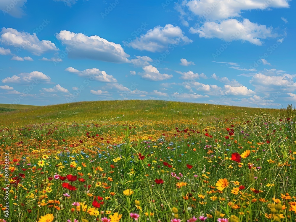 Countryside Canvas: Wildflowers Under the Azure Sky Countryside Canvas: Wildflowers Under the Azure Sky