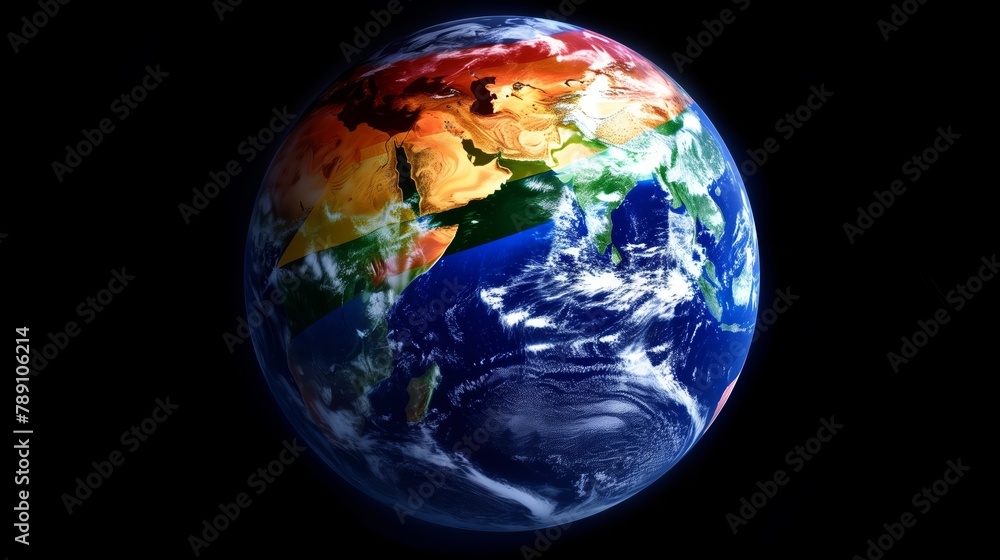 Fototapeta premium Rainbow-Colored Seamless Pattern on a Global Scale