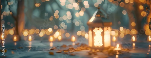 Celebration of islamic eid mubarak and eid al adha lantern in a light background. 4K Video photo