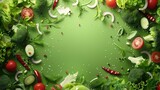 Colorful Culinary Concept A Fresh Salad Arrangement on a Modern Wallpaper Design