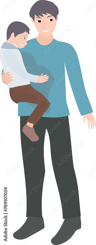 Father and son cartoon illustration on transparent background.
Father and son cartoon illustration on transparent background.
