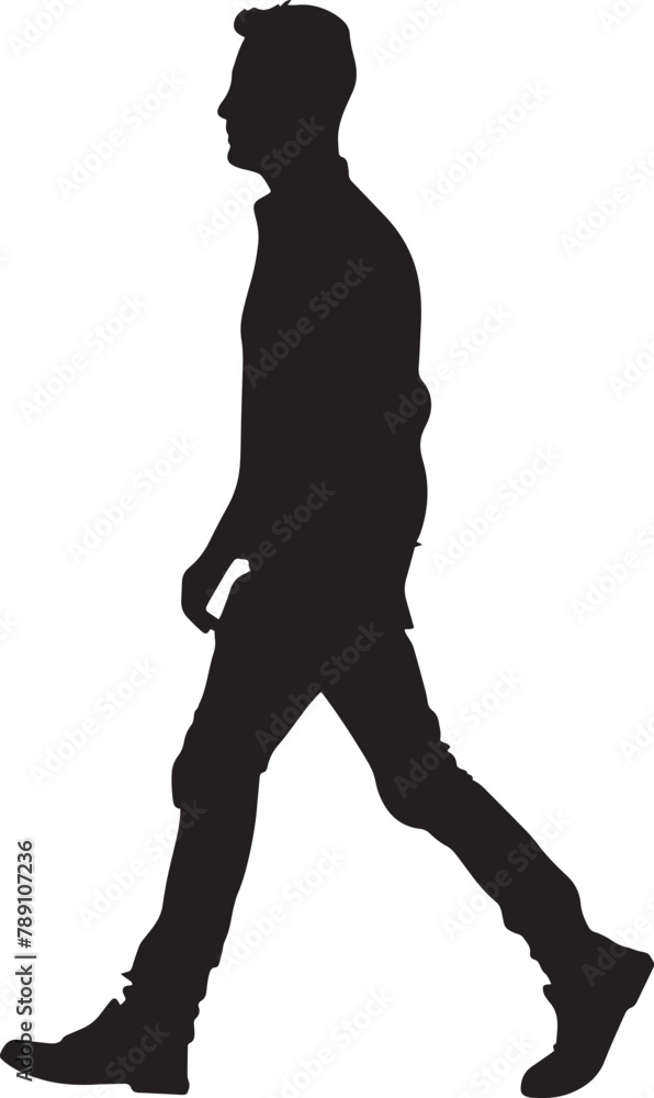 man walking full body silhouette vector black on white background Stock ...