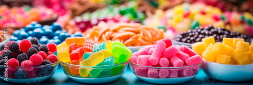 colorful candy , showcasing a variety of sweets such as jelly beans, licorice, and gumdrops in vibrant detail. Generative AI