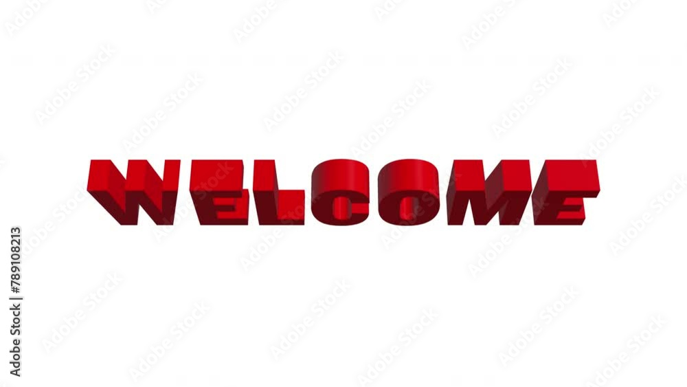 Welcome 3d text animation on white background. 4K Welcome 3d text animation on white background. 4K