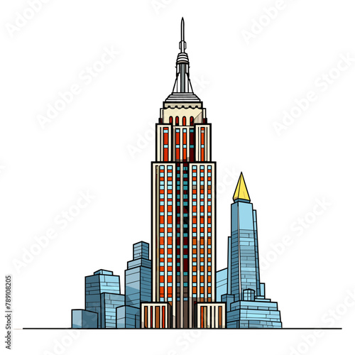 Empire State Building. Empire State Building hand-drawn comic illustration. Vector doodle style cartoon illustration