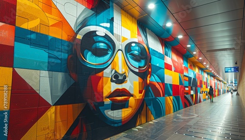 Amidst the urban landscape, dimensionhopping street art adorns the walls of buildings, each piece a portal to a different dimension, where reality bends and shifts in mesmerizing ways photo