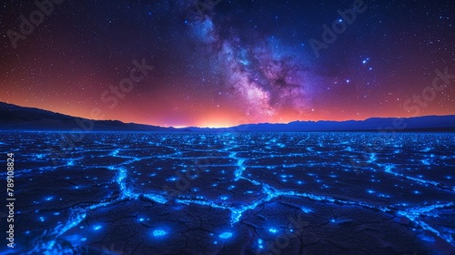 Venture into the depths of the desert after dark, where bioluminescent secrets illuminate the sands Witness the captivating spectacle of desert nightlife photo
