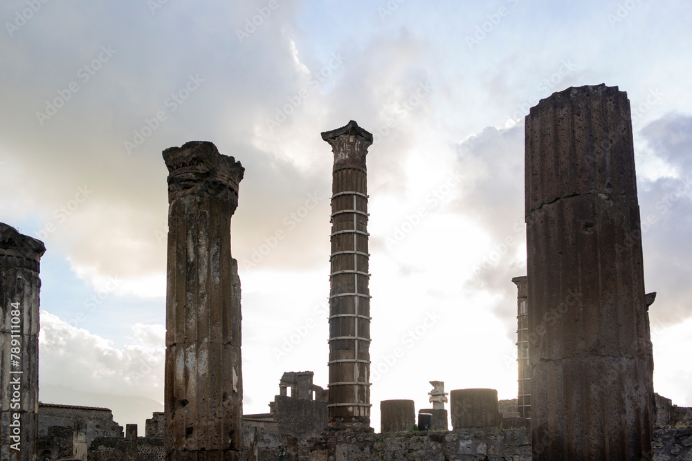 Columns. Pompeii. Naples, Italy