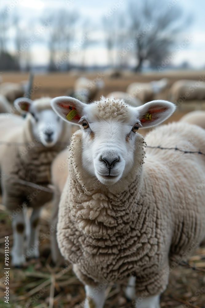 Sheep on the farm. Farm animals. Agriculture and animal husbandry. Wool and milk production Sheep on the farm. Farm animals. Agriculture and animal husbandry. Wool and milk production