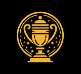 Golden Trophy cup award champions flat simple icon