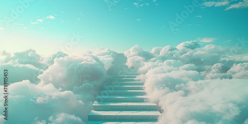Ethereal Stairway to the Clouds A Surreal Pathway to Paradise