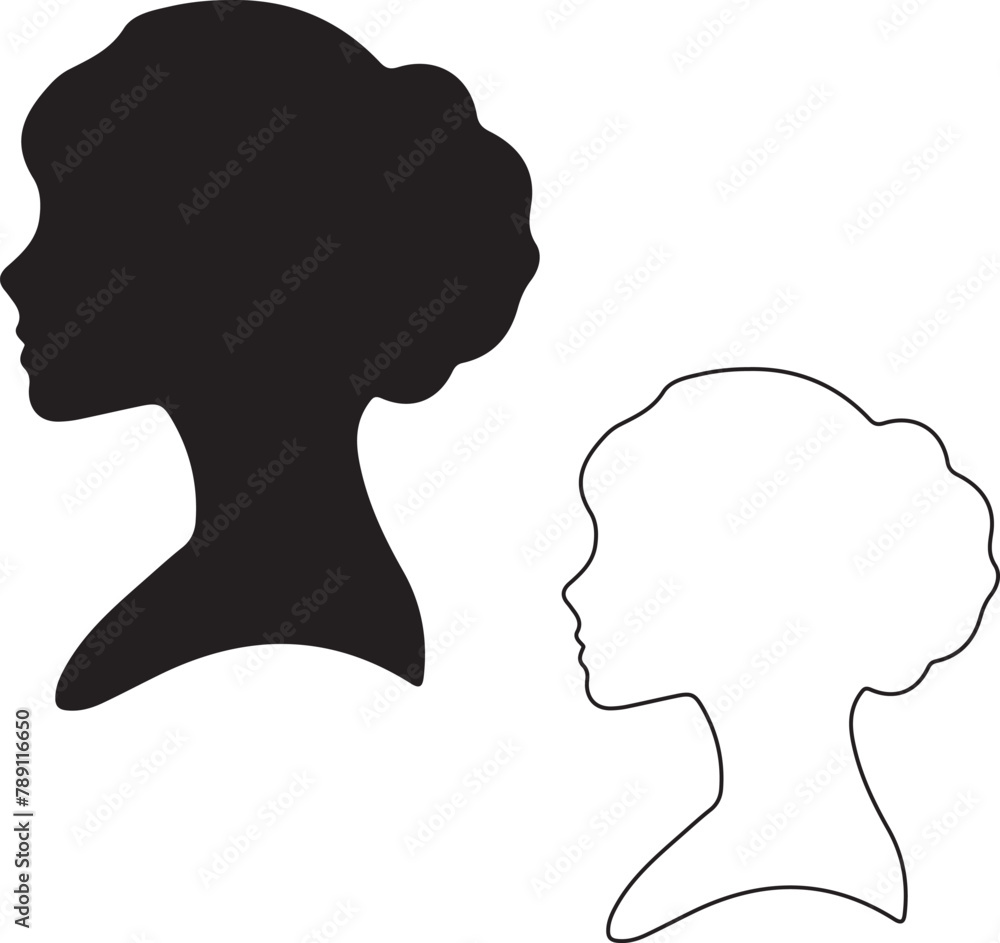 silhouette of a woman-silhouette, head, woman, profile, face, people, vector, illustration, black, couple, love, person, icon, concept, 3d, abstract, sign, lady, men, business, symbol, art, outline