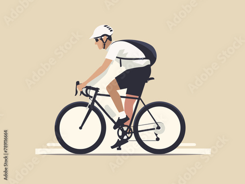 waiter background, Cycling - A person riding a bicycle., very simple and isolate in the style of animated illustrations, waiter background, text-based