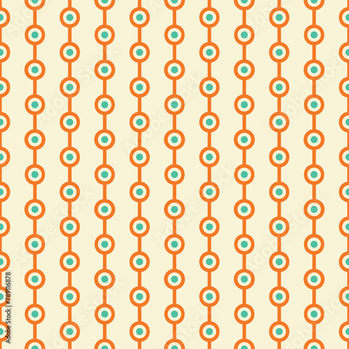 Retro floral, Mid Century modern flowers in orange, yellow, brown colors. For home decor, wallpapers, fabrics and textile. Seamless vector pattern, 1970s mod style