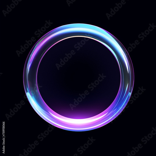 circle shape, crystal clear, glass look, little bit purple shades, black background сreated with Generative Ai