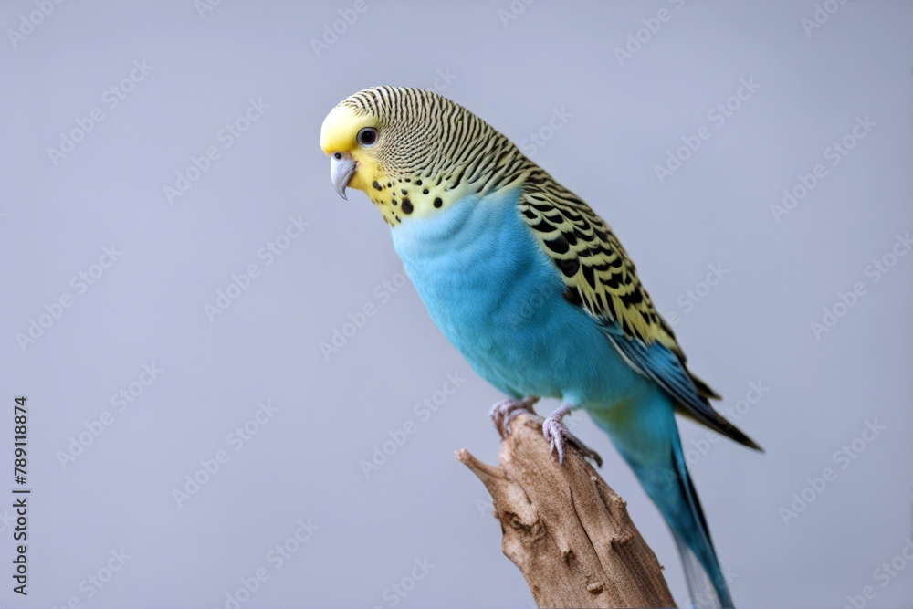Fototapeta premium Budgerigar white isolated colours house nature beautiful lovebirds parrot animal green group wildlife manual wavy wild tropical baby bright