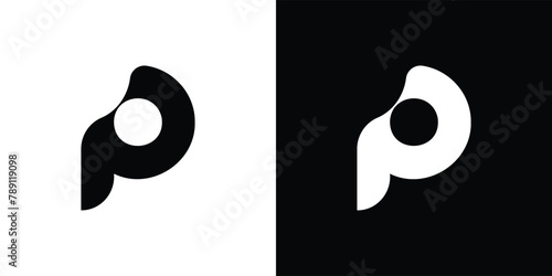 Minimalist Letter P Logo vector design template. Symbol P Design Concept White And black Background 
