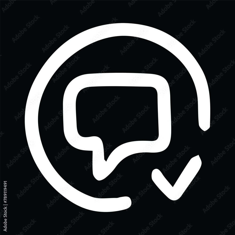 message with check icon outline message with check icon outline