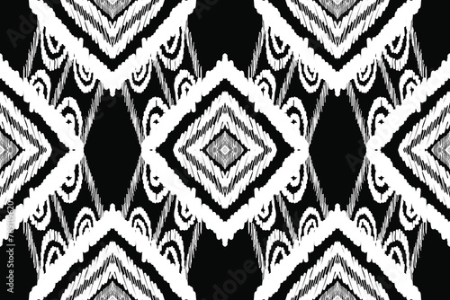 Seamless ethnic abstract pattern with black and white color, Thai style ,design for fabric and printing business