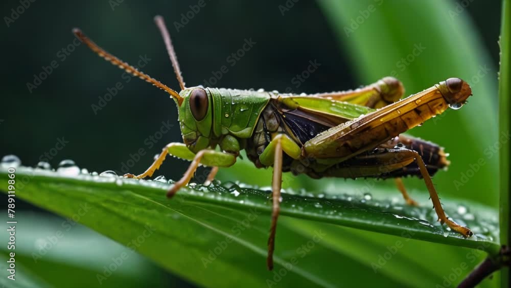 a grasshopper on a leaf a grasshopper on a leaf