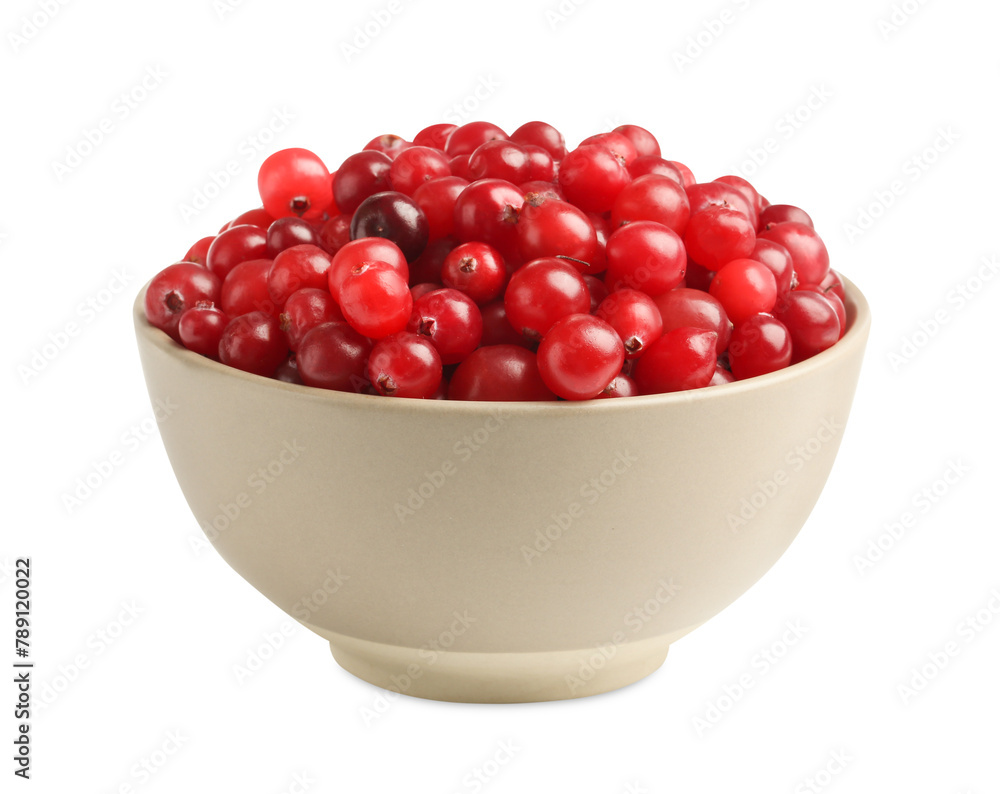 Bowl of fresh ripe cranberries isolated on white Bowl of fresh ripe cranberries isolated on white