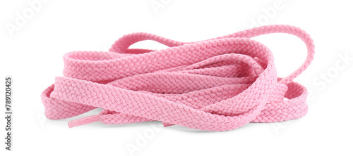 Stylish pink shoe laces isolated on white