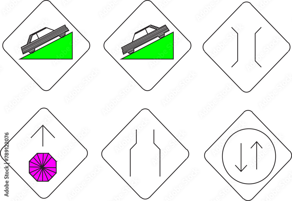 vector image of a collection of sign icon designs for road safety equipment vector image of a collection of sign icon designs for road safety equipment