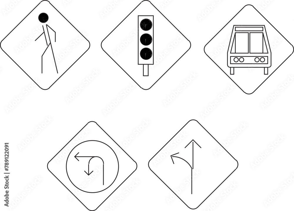 vector image of a collection of sign icon designs for road safety equipment vector image of a collection of sign icon designs for road safety equipment