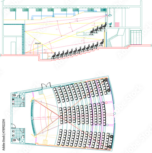 vector image of interior architectural detail design of hall auditorium public cinema performance space