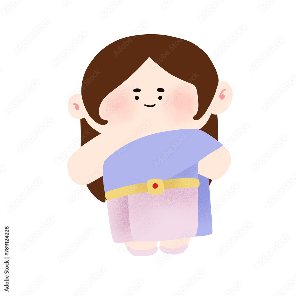 Cartoon character in thai traditional dress Cartoon character in thai traditional dress