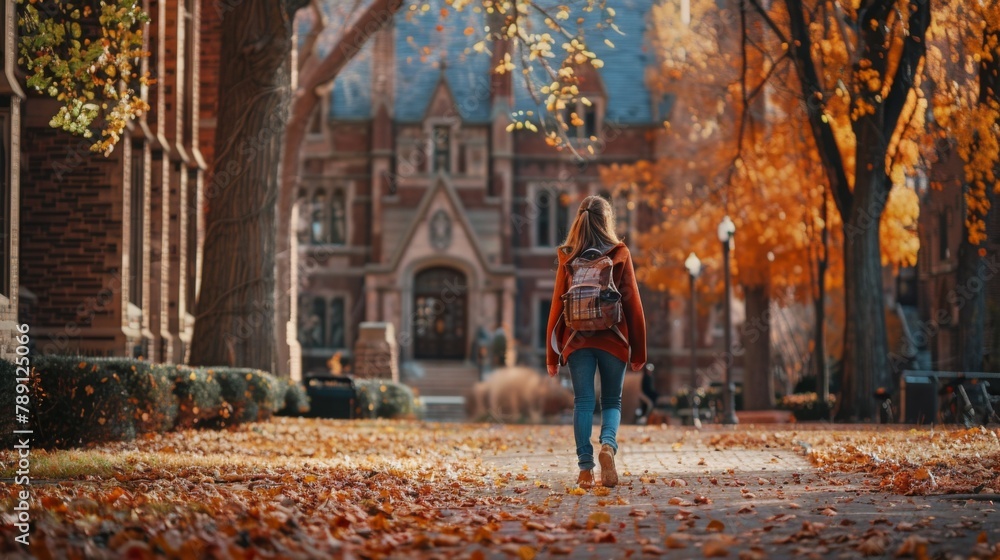 student Autumn Walk on Historic Campus student Autumn Walk on Historic Campus