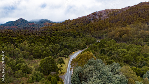 Drone Image of Savage River Road Luina Tasmania photo