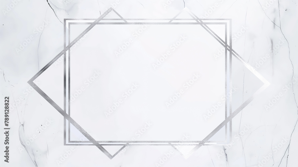 Silver Geometric Lines on Marble Background