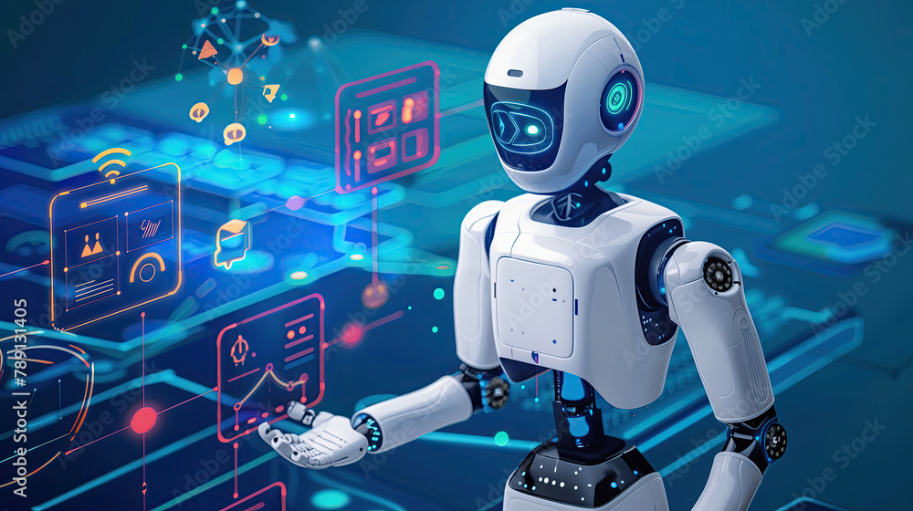 robot cyborg futuristic screen technology science sci-fi android - by generative ai robot cyborg futuristic screen technology science sci-fi android - by generative ai